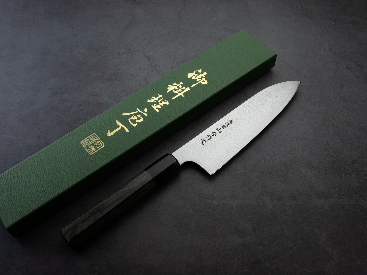 Japanese Santoku Knife "KAGEROU" Damascus/Super Gold 2 (SPG2) 7.1 in (180 mm) #3019 MinonoKuni Yamahide