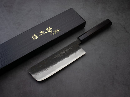 Japanese Nakiri Knife "GETSU" Blue Super 6.7 in (170mm) #2061 MinonoKuni Yamahide